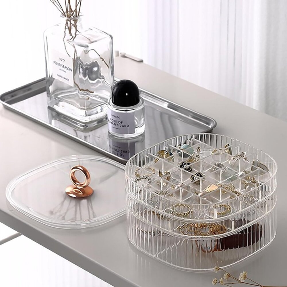 NEW 3-Layer Acrylic Jewelry Organizer with Handle, Clear Jewelry Boxes for Women - Picture 4 of 8